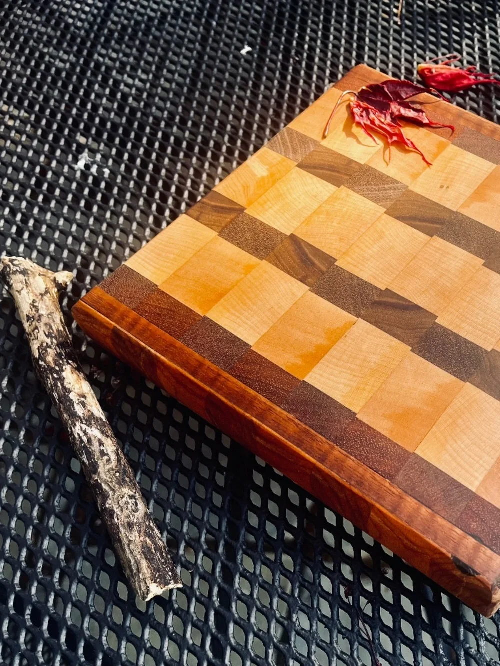 Hand Made End Grain Cutting Board- 100% Reclaimed Maple and Walnut